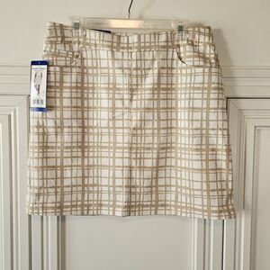 Hilary Radley Tan and White Plaid Mini Skirt NWT